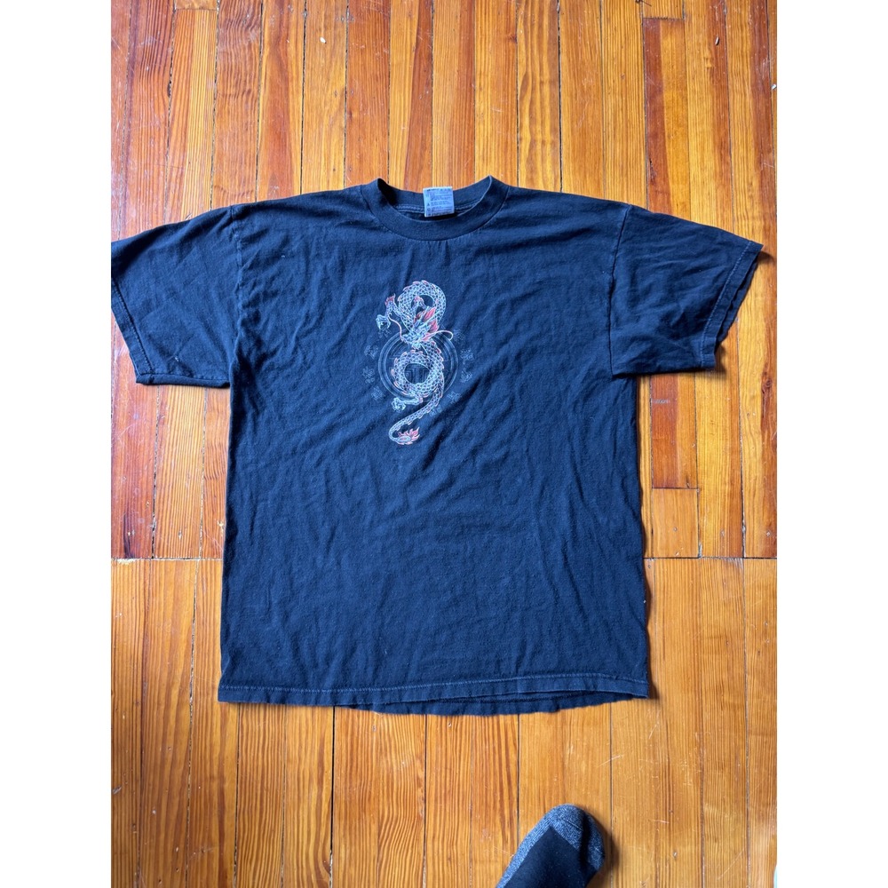 Vintage Tultex Dragon Graphic Tee Black XL Guardians of Paradise Y2K T-Shirt